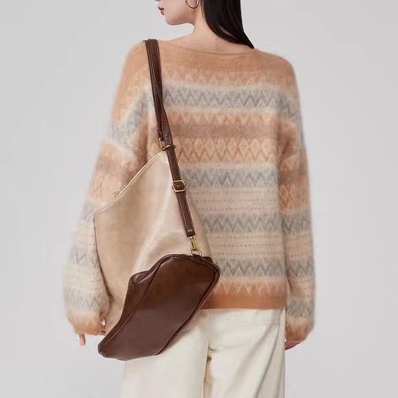 Women's Fair Isle Jacquard Knit Sweater - Autumn/Winter Korean Style, Loose Fit, Round Neck Pullover