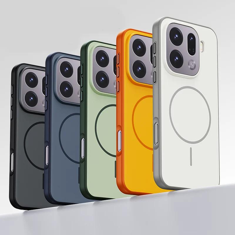 For OPPO Find X9 X9 Pro Case Magnetic Charge Double Color Matte PC +TPU Skin Feel Back Cover with Metal Button For Find X9 Funda