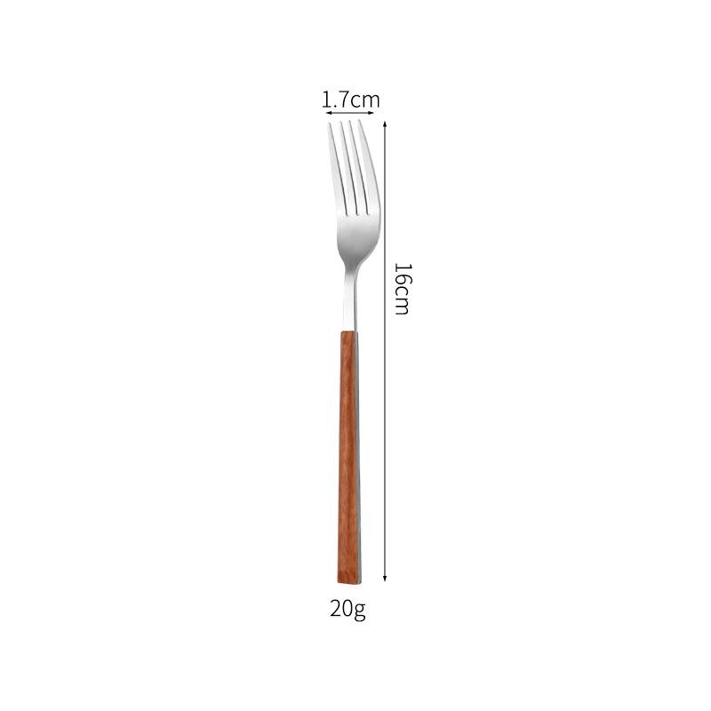 Korean Style Stainless Steel Cutlery Set: Knife, Fork, Spoons with Creative Anti-Wood Handles for Steak, Fruit, and Dessert