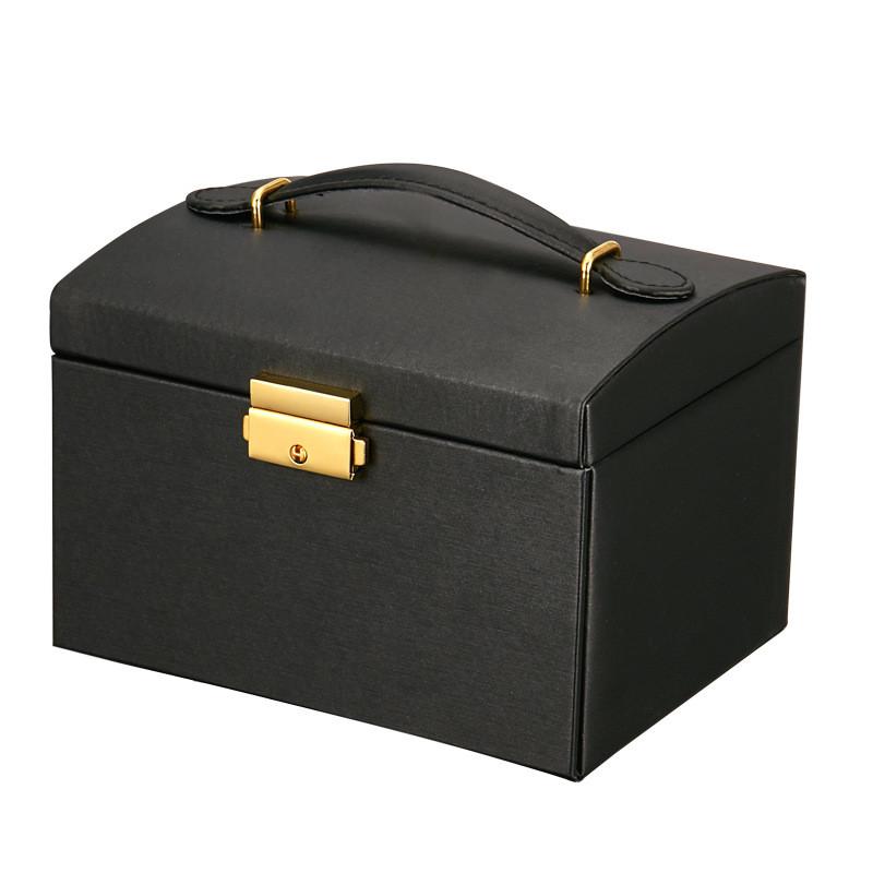 Leather Jewelry Box With Lock And Mirror For Gift Jewelry Storage