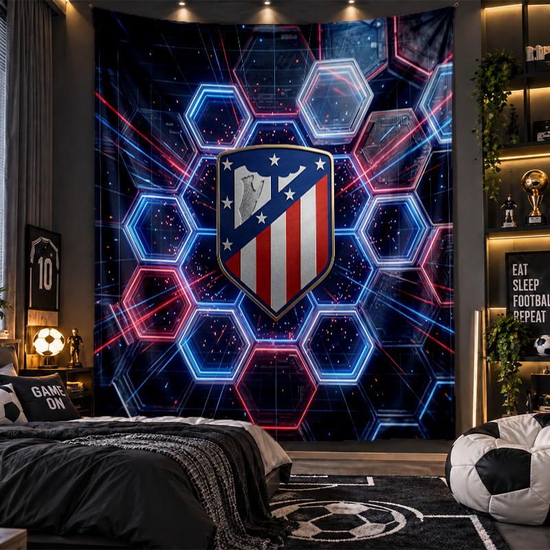 Wall Hanging Tapestry Atletico Madrid Print Cloth for Living Room Bedroom Home Decor