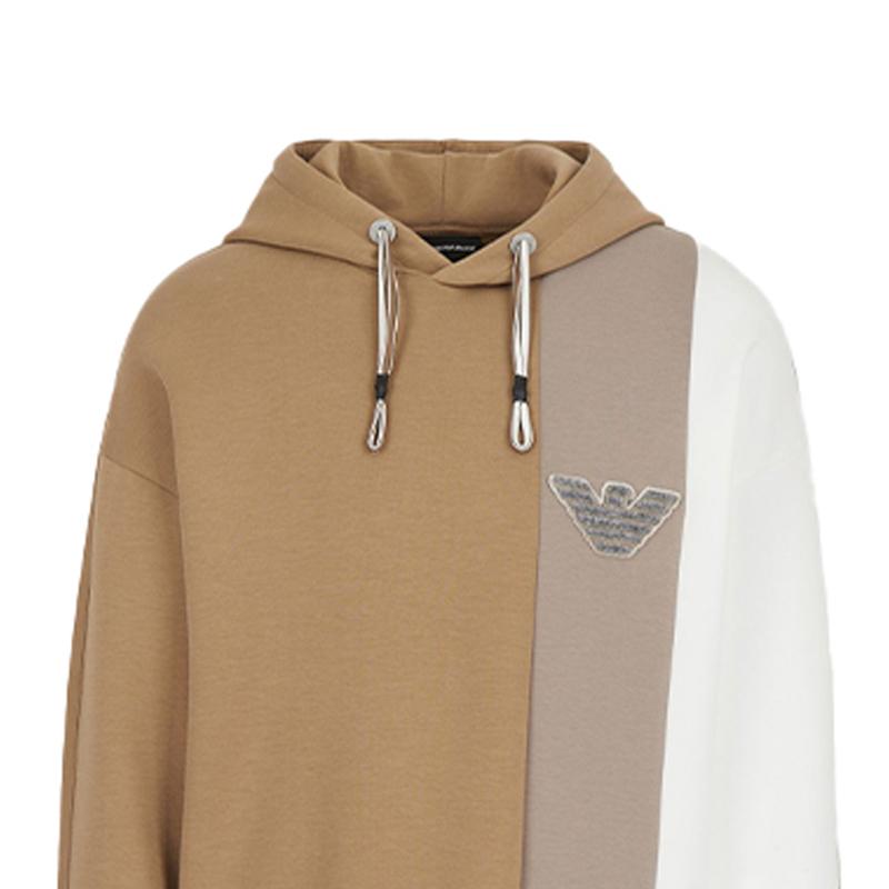 Emporio Armani FW22 Classic Eagle Logo Long Sleeve Hooded Sweatshirt Men Sweatshirt Color-Block 3L1MCA-1JHSZ-F116