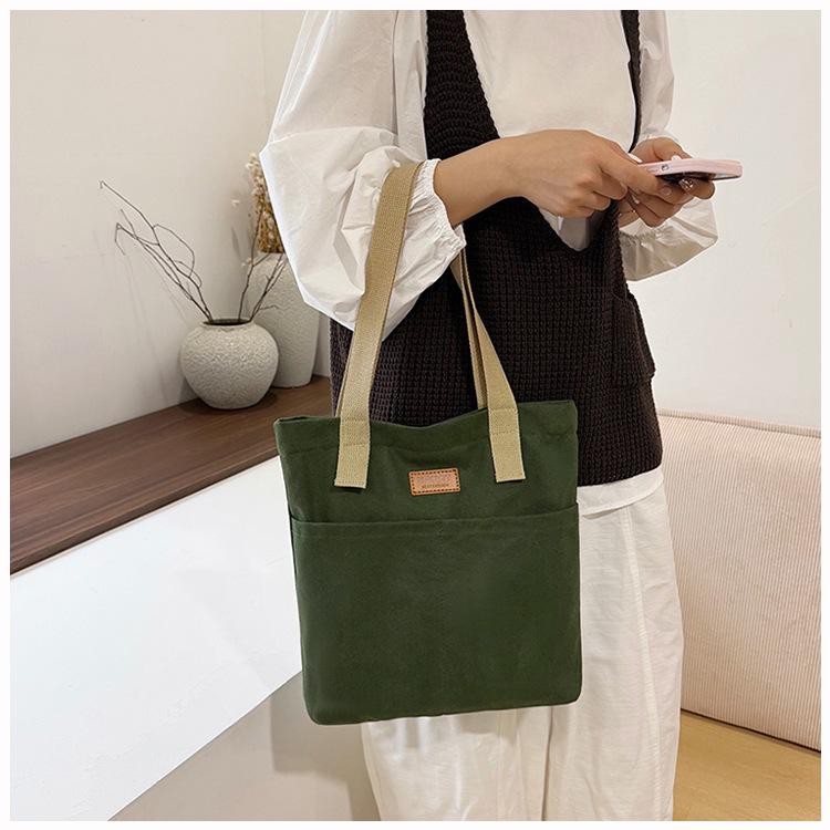 Large Capacity Fashionable Canvas Tote Bag - Versatile Single Shoulder Bag for Casual Commute