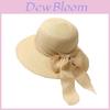 Summer Straw Hat For Women With Large Brim And Bow Tie For Sun Protection