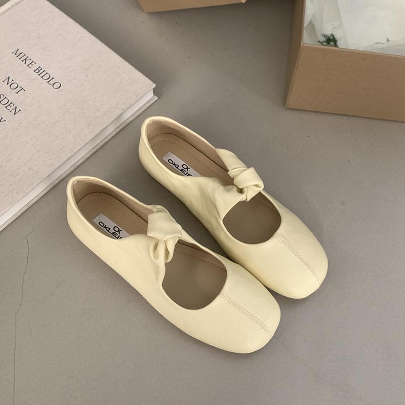 Fashion SUOJIALUN Spring New Women Flat Heel Mary Jane Shoes Fashion Round Toe Shallow Ladies Single Shoes Outdoor Dress Ballet Sheos