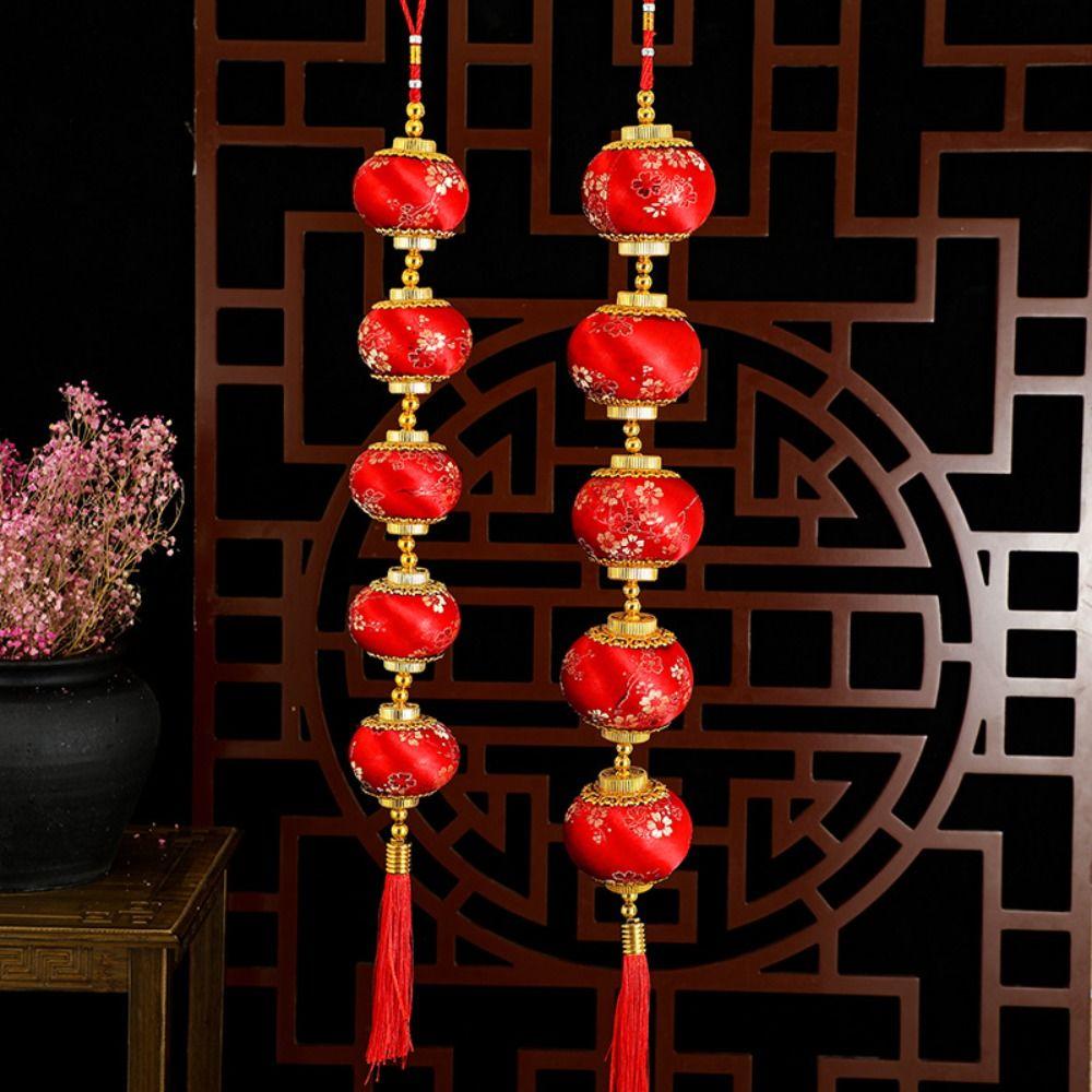 Flocking Plum Blossom Lantern Pendant Chinese Style Round Ball Lantern String  Shopping Mall