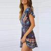 V-neck Sexy Tight-fitting Ruffle Dress Bohemian Small Fresh Print Dress