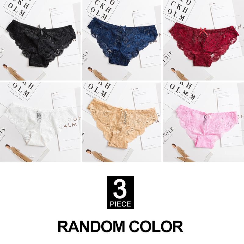 

Трусики Жіночі Сексуальні Мереживні Труси Прозора Жіноча Нижня Білизна Видовбані Бавовняні Промежини Труси Дівчата 3 шт./Комплект XL