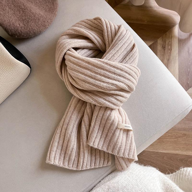 New Wool Scarf Women's Autumn and Winter Red Versatile Shawl Thickened Warm Knitted Scarf Universal