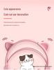 Pink Cat Ear Over-Ear Wired Headphones for Gaming and Esports - Cute Girly Design with Heart Accent.