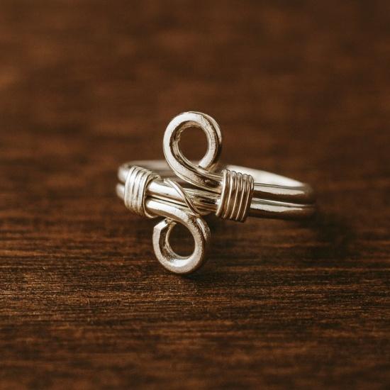 Wire Wrapped Swirl Ring, 925 Solid Sterling Silver, Handmade & Adjustable Artisan Jewelry