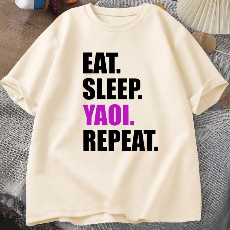 Eat Sleep Yaoi Repeat T Shirt Unisexga Tshirt Unisex Breathable TShirt Short Sleeve Round Neck Tees Clothes Tops