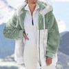 Women's Fashion Plush Zipper Long Sleeve Stitching Warm Sweater Tops Coat Winter