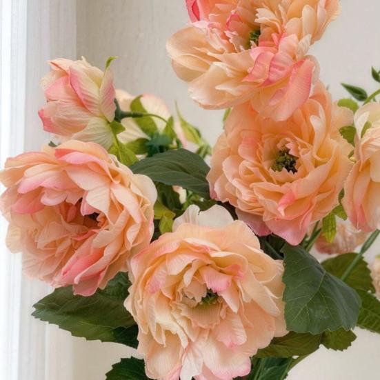 2 Cabezas Flores Artificiales de Peonías Ramas de Peonía Falsas de Seda con Tallo para Ramo de Novia DIY Centros de Mesa de Boda Arreglos Florales