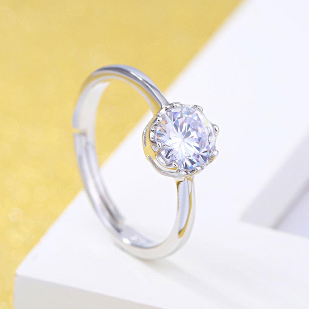 

925 Sterling Copper Open Ring CZ Simulated Stackable Ring Platinum Plated Eternity Bands for Women