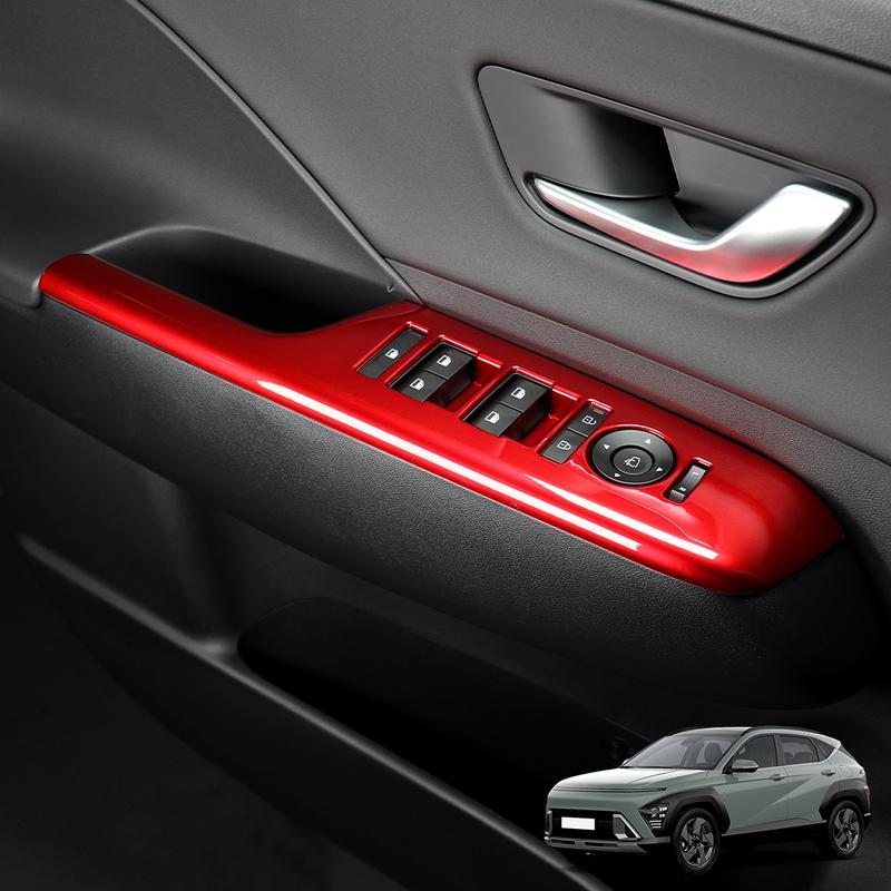 Auto Interior Accessories Window Control Button Trim Panel Decorative Strip ABS For Hyundai KONA SX2 2024-2026 Left-hand Drive