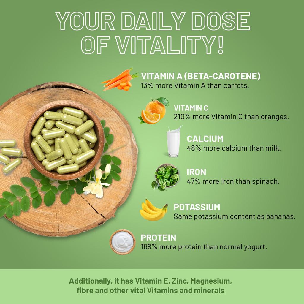 Organic Moringa Capsules 2000mg - 120 Vegan Moringa Leaves Capsules |  100% Natural Soil Association Organic Certified by Prowise