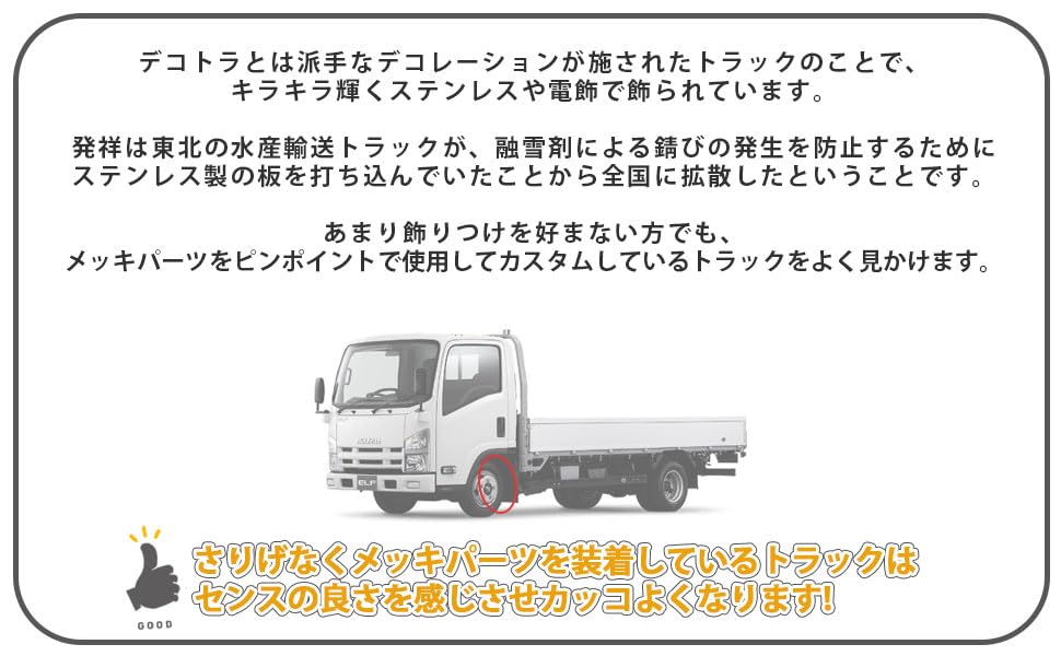 Isuzu NEW Elf Chrome Left and Right ABS Mud Fender Ultra Low Elf Aftermarket Custom Parts Mudguards, Set, Plastic, Flaps, Garnish, PM, Standard/Wide,