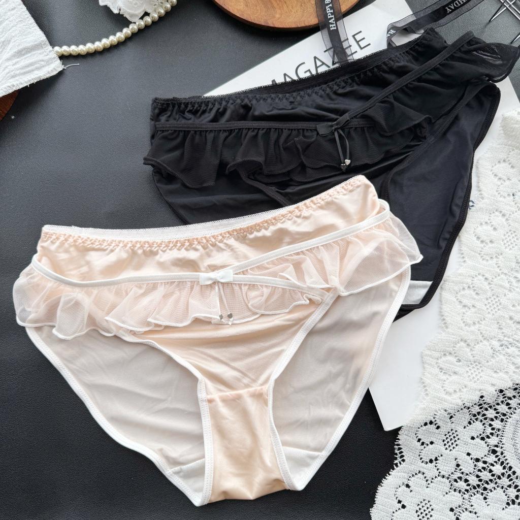 Girl Summer Pure To Sweet Sexy Lace Ice Silk Cotton Crotch Triangle Briefs