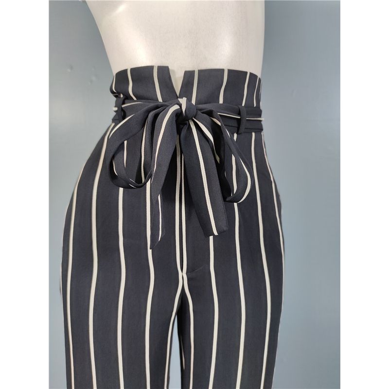 Export Single Autumn New Versatile Fashion Stripes Loose Slim Looking Casual Pants Women's High Waist Loose Pants Elegant Pants