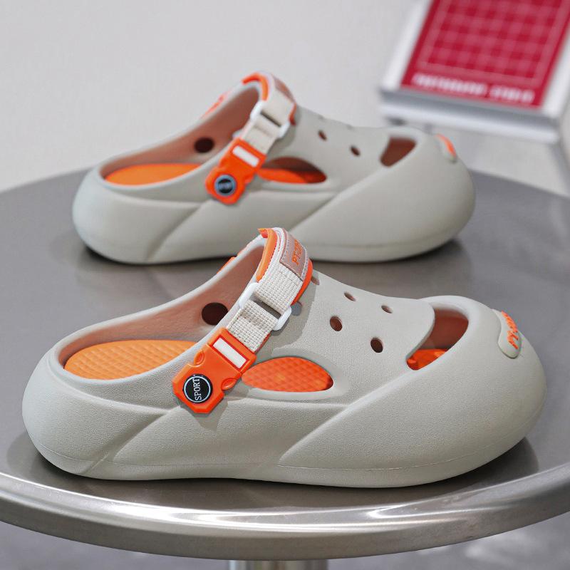 Hole Shoes Men's Summer Wear 2025 New Beach Platform Non-slip Deodorant Sandals Bag Head Half Slippers Men