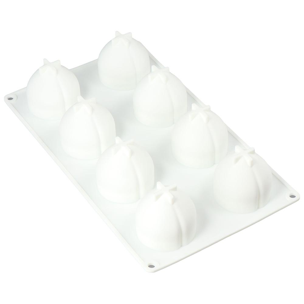 Silicone 8Cavity 3D Peach Silicone Mould White 29.5*17cm Candy Mould Silicone 3D Silicone Baking Mould Soap