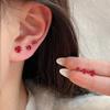 Classics Luxury Round Red Zircon Bead Stud Simple Earrings for Women Fashion Body Piercing Trend Jewelry Accessories Party Gifts