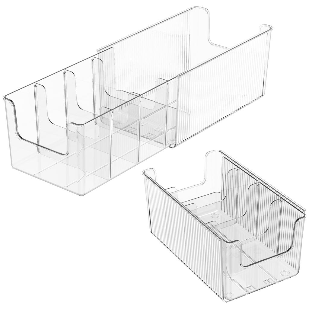 2Pcs Belt Organizer Box 4 Grids Retractable Belt Storage Rack for Closet and Drawer Tie and Belt Plastic Display Case