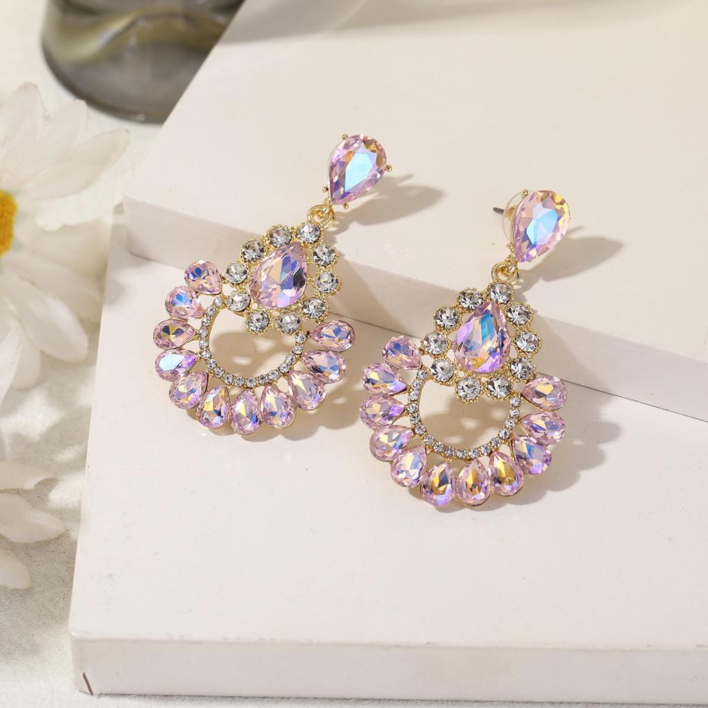 Orecchini Geometrici in Lega a Forma di Goccia d'Acqua per Donna con Pendente in Cristallo Gioielli Regalo per l'Estate
