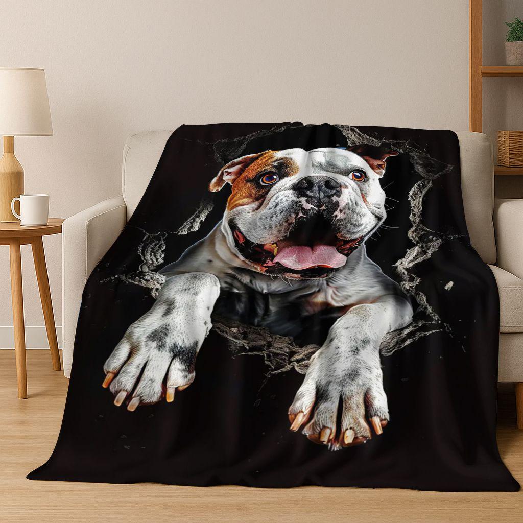 3D Illusion durchbrechende Wand Hund Welpe Niedliche Flanelldecke, Gemütliche Weiche Überwurfdecke für Zuhause Schlafzimmer Bett Sofa Picknick Abdeckung Geschenk Kind