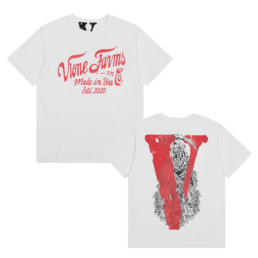 VLONE Summer Men s and Women s Red Big V Grim Reaper Print Oversized T-shirt Streetwear S