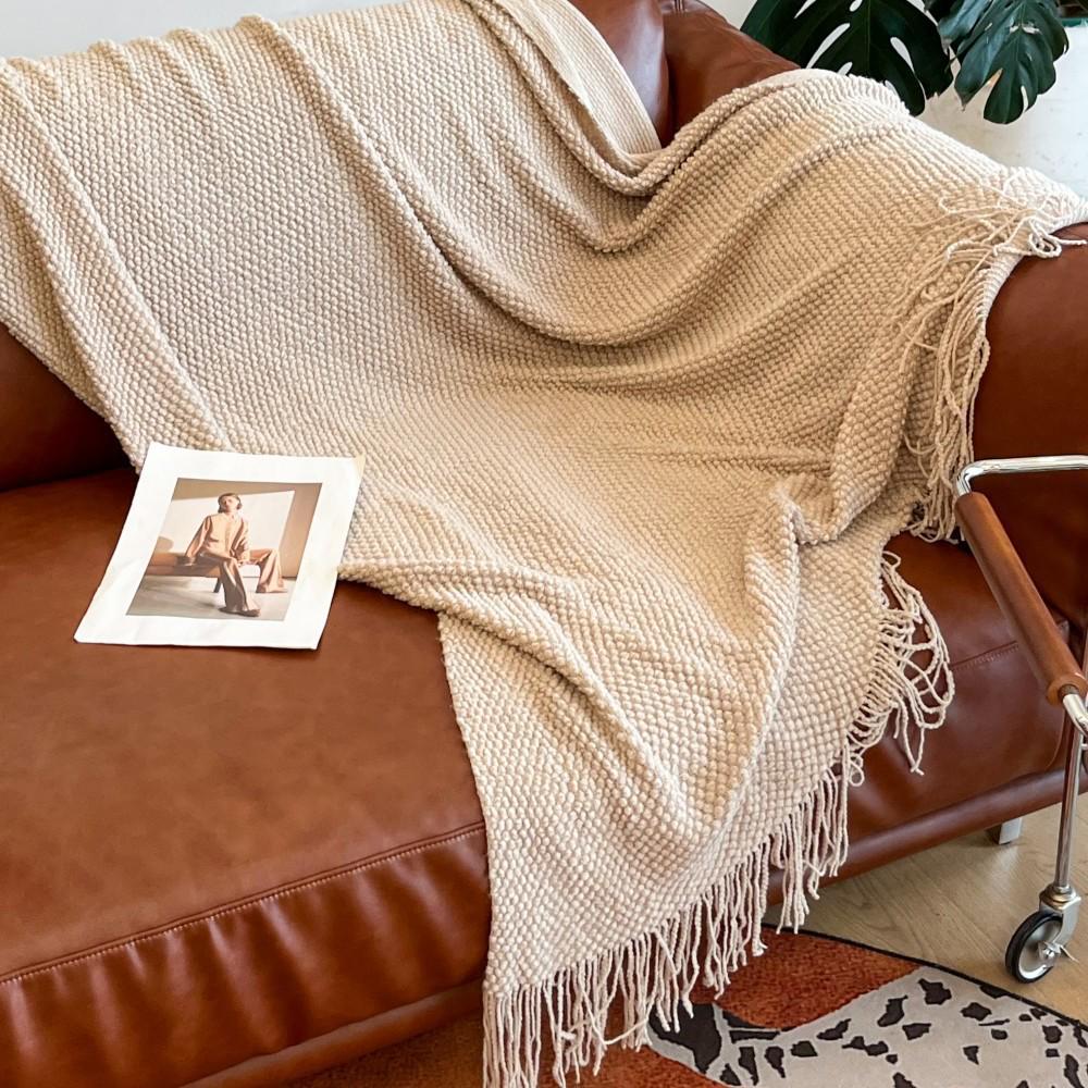 Color-Woven Cross-Ins Throw: Versatile Sofa & Bed Blanket, No Shedding