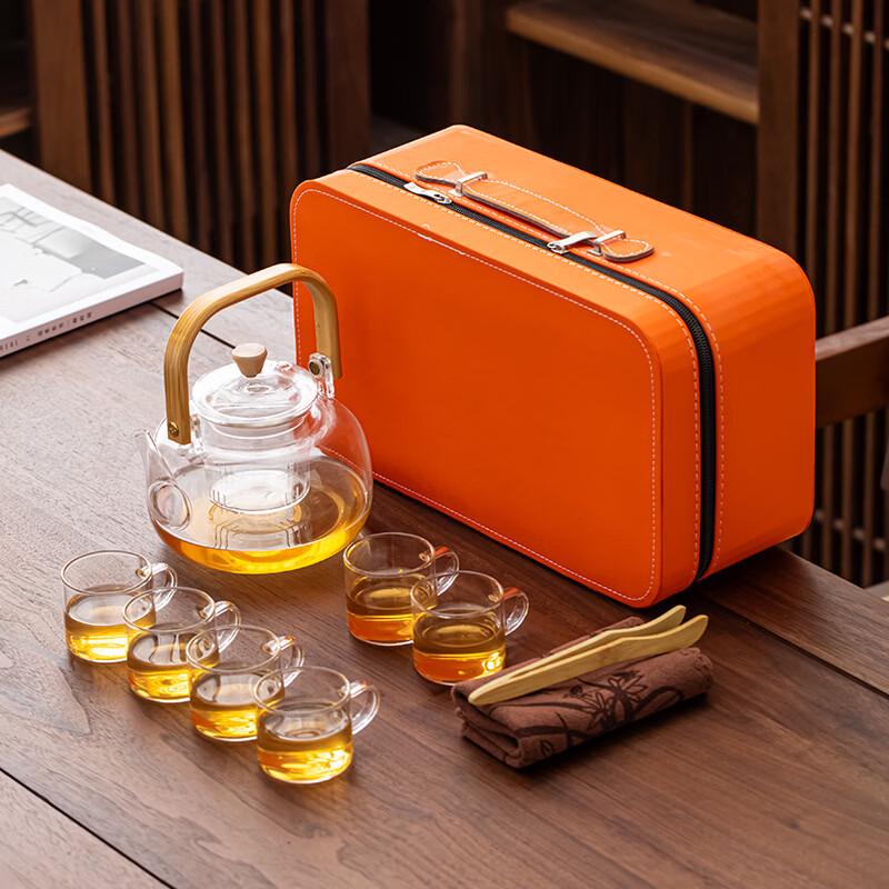 Portable Glass Tea Set with Carrying Bag