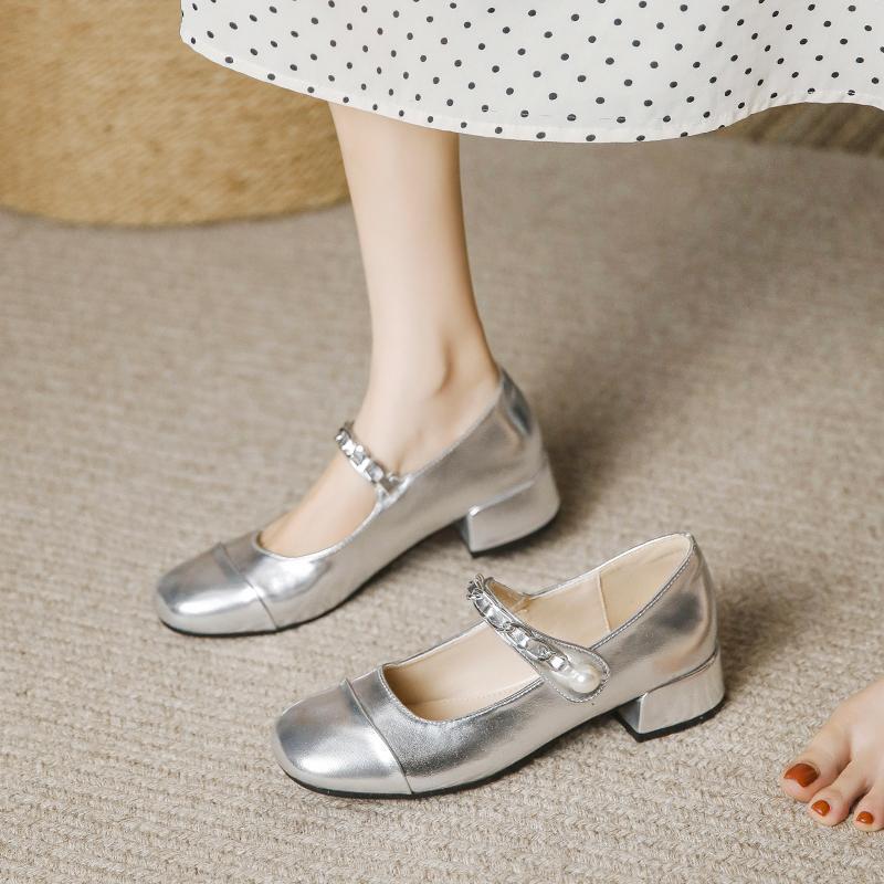 Scarpe a tacco alto singole da donna nuove primavera e autunno 2025 Xiaoxiang stile francese da sera con gonna Scarpe a tacco alto singole da donna Maggie Jane
