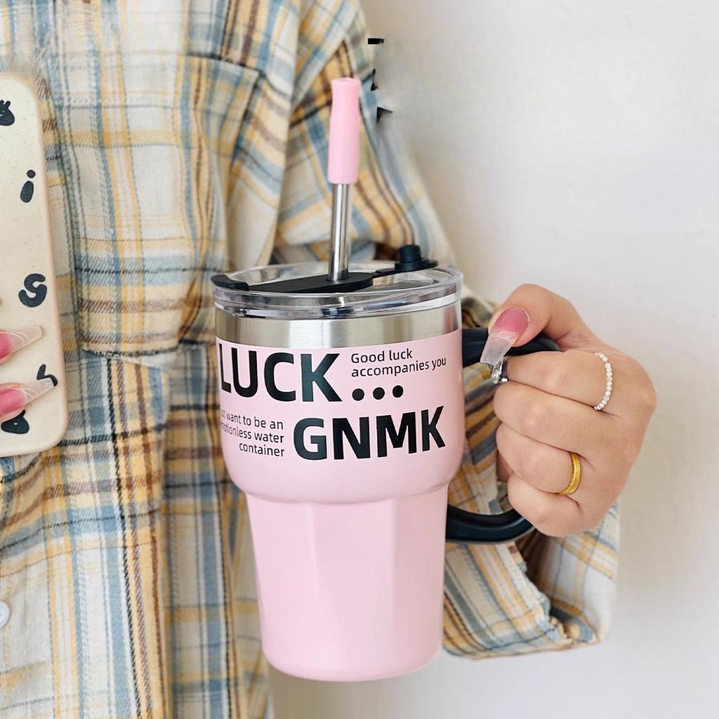 Stylish Straw Thermos Drinking Cup Big Cap Simple Coffee Cup Girls Office Stainless Water Mug Durable Durable Useful Useful