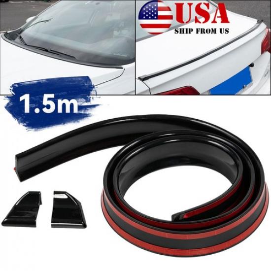 

GLOSS BLACK 59“ Universal Car Rear Roof Trunk Spoiler Wing Tail Lip Trim Rubber
