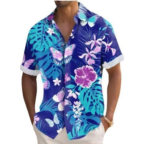 Men'S Hawaiian Short Sleeve Shirt Printed Fashion Casual Beach Shirt