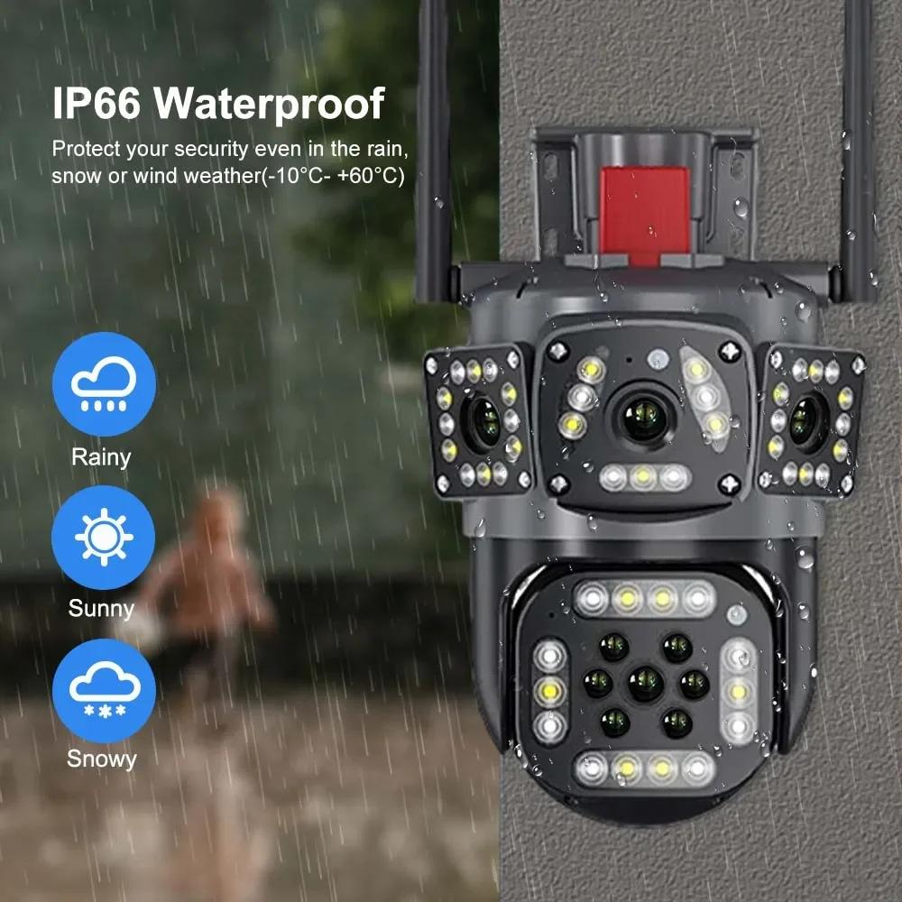 360° Dual-Lens Wireless Waterproof Outdoor Camera with Three-Screen Linkage