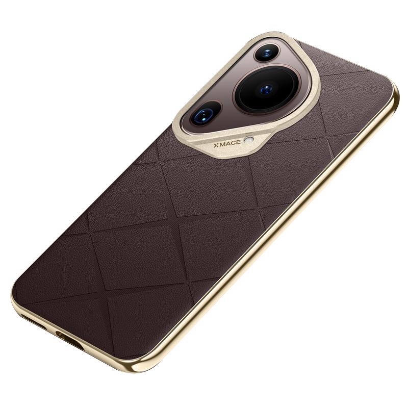 

For Huawei Pura 70 Ultra Case Anti-Scratch Leather TPU Frame Phone Cover Brown