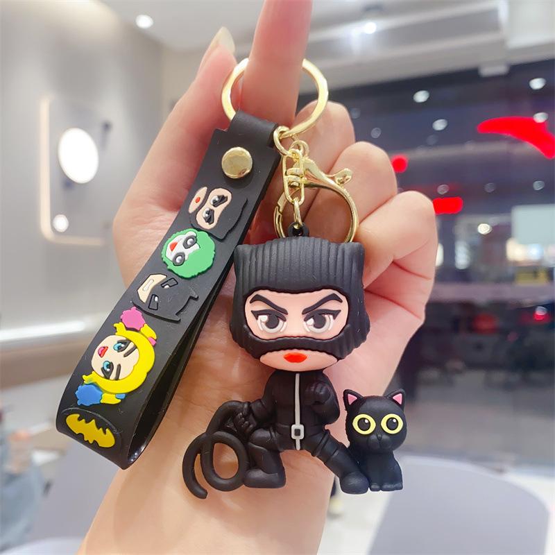 Joker Batman Keychain Cartoon Dark Knight Three-dimensional Doll Keychain Pendant