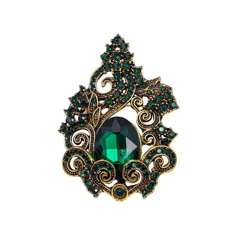 Vintage Crystal Glass Brooch French Rhinestone Flower Men's Blazer Pin Banquet Clothing Corsage Accessories