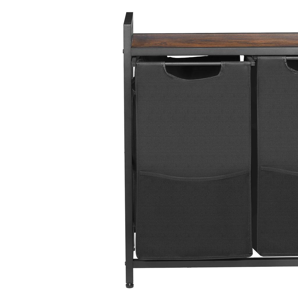 VEVOR 3 Section Laundry Sorter, Large Laundry Hamper with Metal Frame and Wooden Tabletop