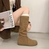 Retro boots children's 2025 autumn and winter new inner height increase single boots tall Merad western flat-bottomed stacking boots