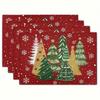 Red Christmas Tree Snowflake Printed Placemat HeatResistant Winter Xmas Dinner Holiday Gathering Family Feast Table Decor Gifts