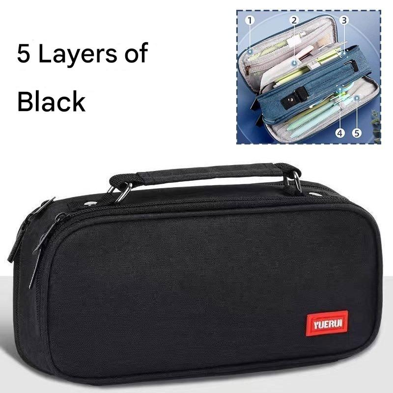 Large Capacity 5 Layers Pencil Cases Pencil Pouch Pen Holder Double Open Stationery Multifunction Double Layer Pen Bag