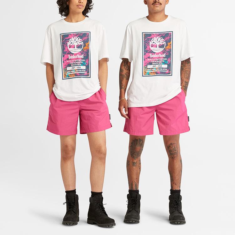 Timberland Breathable Casual Loose Round Neck Pullover Short Sleeve T-Shirt Men Tops White A6QCD-100