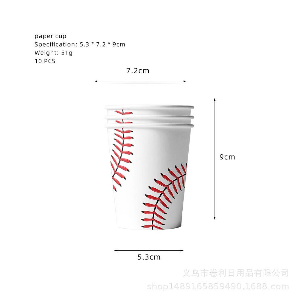 Baseball Baseball Themenparty Zubehör Geburtstagsdekorationen Einweg-Pappteller Pappbecher Papierservietten Tischdecke