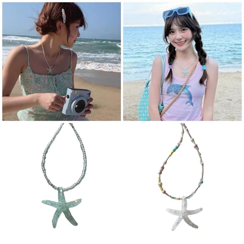Verstellbare Cool Starfish Anhänger Halskette Kinder Hals Schmuck Kinder Modeschmuck Geeignet für Jungen und Mädchen Geschenk