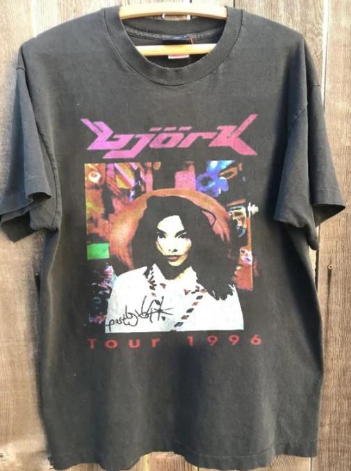 

Bjork Tour 1996 Shirt Classic Style Charcoal Unisex T shirt Men Women Unisex T-Shirt XXL