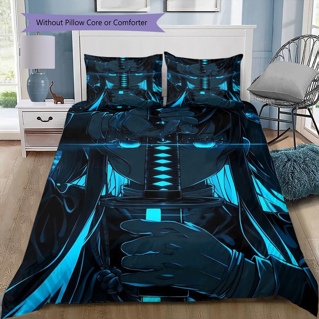 Conjunto de Colcha com Padrão de Desenho Animado Capa de Colcha Fronha Decoração de Casa Presente de Aniversário (1 capa de edredom + 2 fronhas, sem enchimento.)